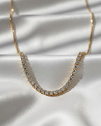 1.66 Ct Diamond Half Tennis Necklace – 14K Gold & Sterling Silver, E-F VS1 Lab Grown Diamonds, Adjustable 16–18”