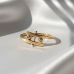 Diamond Torii Gate Ring – 14K Solid Gold Lab Grown Diamond Ring, Minimalist Sacred Japanese Inspired Jewelry