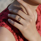 Diamond Torii Gate Ring – 14K Solid Gold Lab Grown Diamond Ring, Minimalist Sacred Japanese Inspired Jewelry