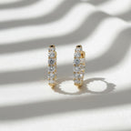 14K Solid Gold Round Lab Grown Diamond Hoop Earrings