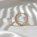 14K Solid Gold Round Lab Grown Diamond Hoop Earrings