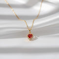 Garnet & Halo Diamond Heart Necklace | January Birthstone Jewelry | 14K Solid Gold Halo Diamond Pendant