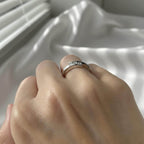 3 Stone Diamond Crossover Ring 14K White Gold – Round Brilliant Cut 0.30 CTW G SI Fine Diamond Statement Ring