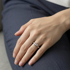 3 Stone Diamond Crossover Ring 14K White Gold – Round Brilliant Cut 0.30 CTW G SI Fine Diamond Statement Ring