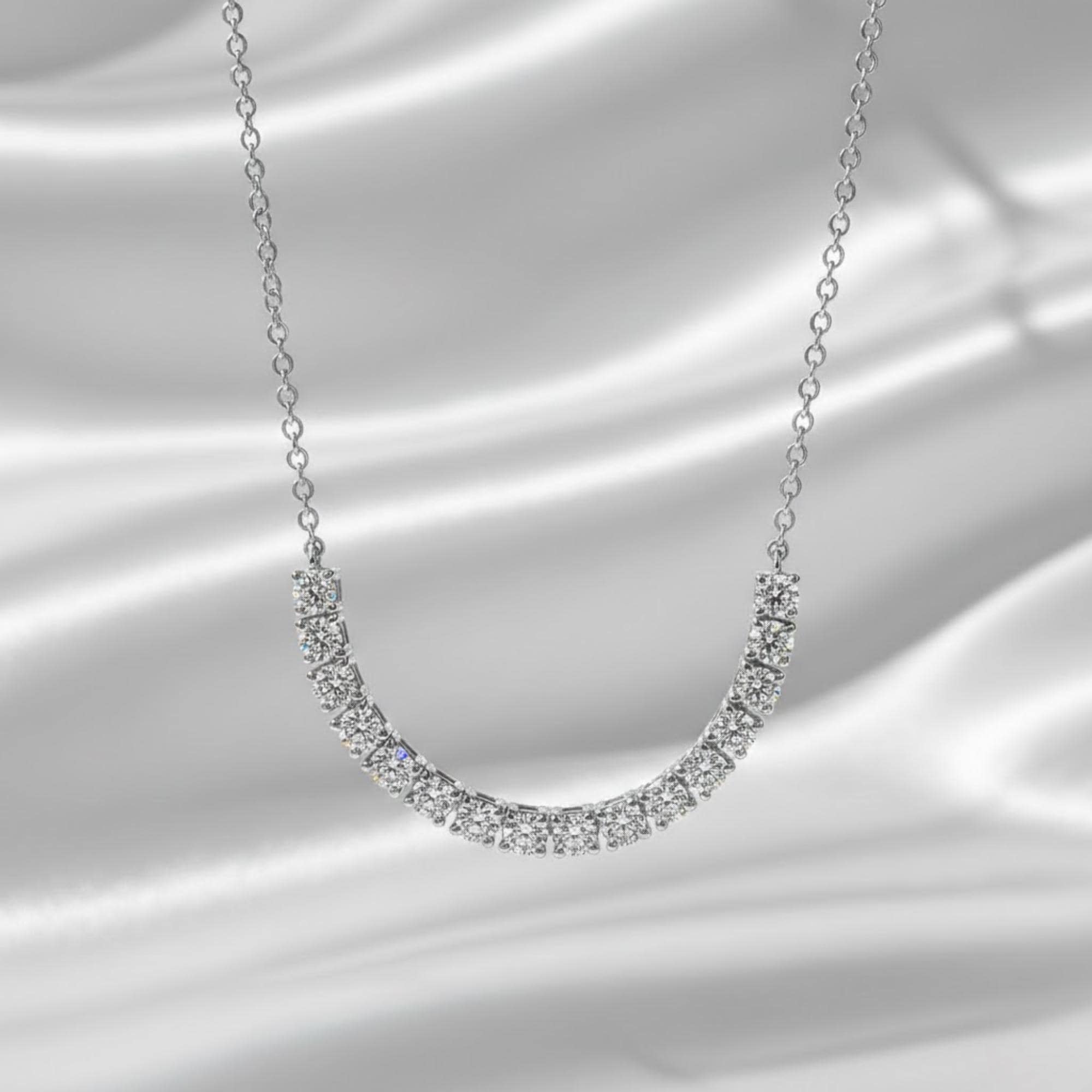 1.13 CTW Lab Grown Diamond Flexible Bar Necklace 14K Gold E F VVS2 VS1 Adjustable 16-20 Inch Luxury Diamond Jewelry