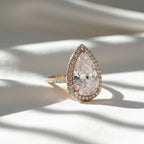 2.77 Ct Pear Halo Diamond Ring GIA Certified 14K Rose Gold E F VS1 Luxury Investment Engagement Ring