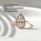 2.77 Ct Pear Halo Diamond Ring GIA Certified 14K Rose Gold E F VS1 Luxury Investment Engagement Ring