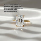 3.06 Ct Old Mine Cut Lab Grown Diamond Ring IGI Certified E VS2 10K 14K Gold Vintage Engagement Ring