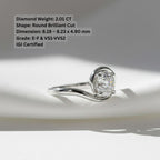 2 CT Solitaire Round Brilliant Cut Crossover Lab Grown Diamond Ring | Modern Bypass Brilliant Cut Ring | Sculptural 18K Gold Engagement Ring