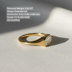 2 Carat Emerald Cut Lab Grown IGI Certified Diamond Signet Ring