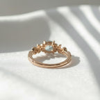14K Rose Gold Blue Aquamarine Nature Engagement Ring | Floral Leaf Gold Ring | March Birthstone Ring