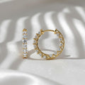 Moissanite Huggie Hoop Earrings | 24 Stone Wedding Hoops | Sterling Silver & 10K Gold Earrings