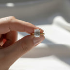 3 Carat Emerald Cut Lab Created Diamond Hidden Halo Engagement Ring / Double Claw Prong Set / White Gold Unique Proposal Ring Gift For Her
