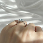 1.68 Ct Aquamarine Gemstone Diamond Halo Ring 14K White Gold E F VS1 Luxury Statement Ring
