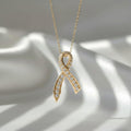 0.35 Ct Diamond Ribbon Necklace 14K Gold E F VS1 Luxury Rose Gold Pendant Adjustable 16-20 Inch