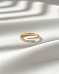 Pavé Wrap Around Claw Ring | Lab Grown Diamond Tapered Band | 14K Solid Gold Modern Ring