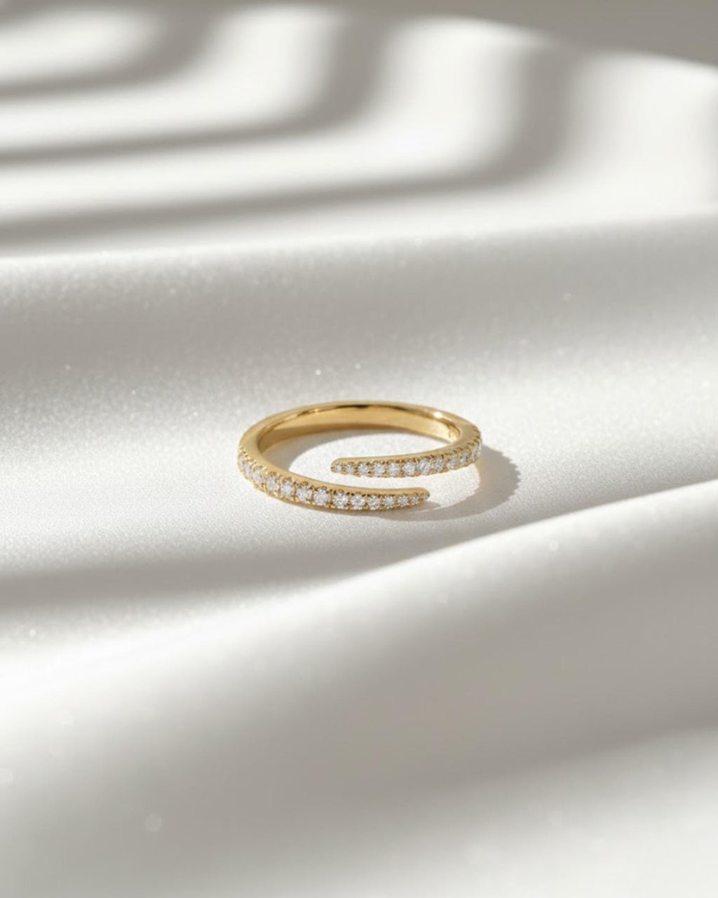 Pavé Wrap Around Claw Ring | Moissanite Bypass Ring | 14K Gold Sterling Silver Ring