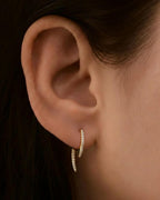 14K Solid Gold Double Spike Pavé Diamond Studs Earrings
