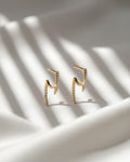 Double Spike Moissanite Studs | Pavé Geometric Earrings | 10K Gold Bold Stud Earrings