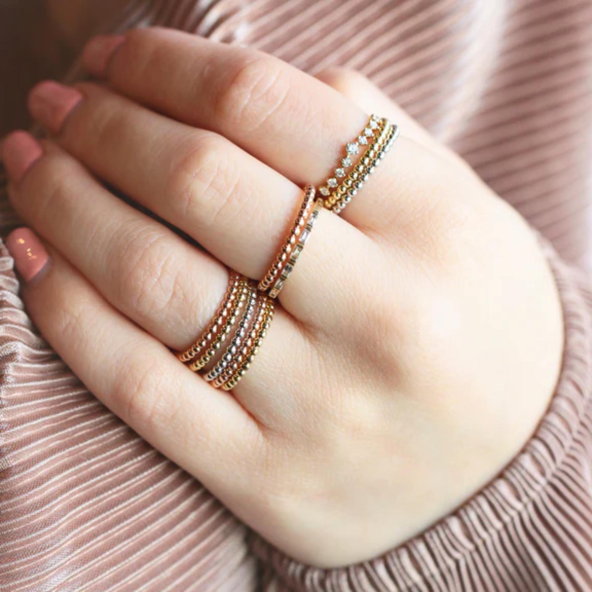 Beaded Ball Gold Ring | Solid Gold Bubble Band | 10K 14K 18K Wedding Band