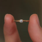 Personalized Birthstone Ring – Choose Your Month's Gemstone in Solid 10K, 14K or 18K Yellow, White or Rose Gold, Dainty 1.2mm Band
