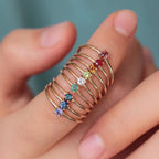 Personalized Birthstone Ring – Choose Your Month's Gemstone in Solid 10K, 14K or 18K Yellow, White or Rose Gold, Dainty 1.2mm Band
