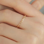 Twist Rope Ring in 14K Gold / Gold Braided Ring / Twisted Rope Gold Wedding Band / Dainty Stacking Twist Ring / Solid Gold Wedding Band