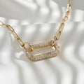 14K Gold Single Diamond Cable Necklace, Lab Grown White Diamond, Paperclip Style Chain, Adjustable 16-20 in, Elegant Everyday Jewelry