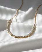 1.66 Ct Diamond Half Tennis Necklace – 14K Gold & Sterling Silver, E-F VS1 Lab Grown Diamonds, Adjustable 16–18”