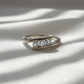 3 Stone Diamond Crossover Ring 14K White Gold – Round Brilliant Cut 0.30 CTW G SI Fine Diamond Statement Ring