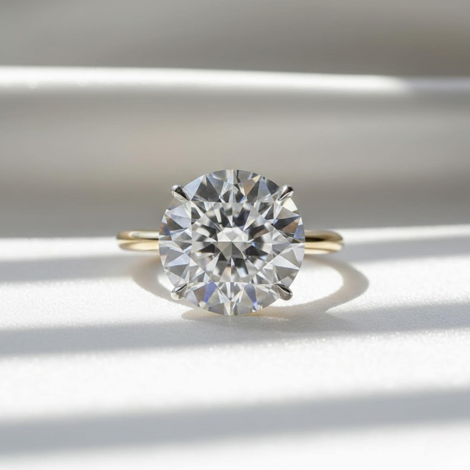8.34 Ct Round Lab Grown Diamond Ring IGI Certified Triple Excellent E F VS1 10K 14K Gold Luxury Engagement Ring