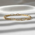 3 Stone Diamond Paperclip Bracelet 14K Gold 0.54 CTW E F VS1 Lab Grown Diamond Chain Link Bracelet