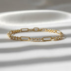 3 Stone Diamond Paperclip Bracelet 14K Gold 0.54 CTW E F VS1 Lab Grown Diamond Chain Link Bracelet