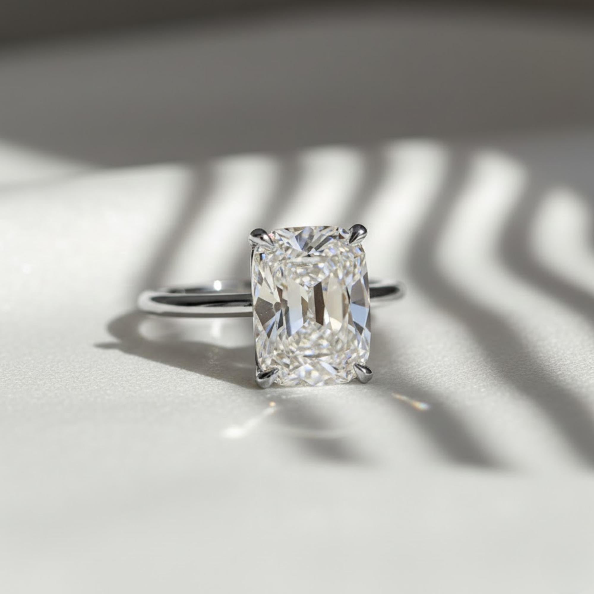 3.06 Ct Old Mine Cut Lab Grown Diamond Ring IGI Certified E VS2 10K 14K Gold Vintage Engagement Ring