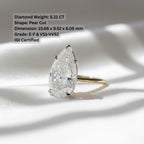 5.21 Ct Pear Lab Grown Diamond Engagement Ring IGI Certified F VS1 14K Gold Two Tone Solitaire Ring