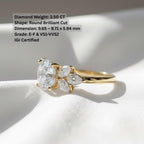 5 Carat Round Brilliant Cut Diamond Ring | IGI Certified Round & Pear Diamond Ring | Yellow Gold Statement Engagement Ring By Mirae Jewelry