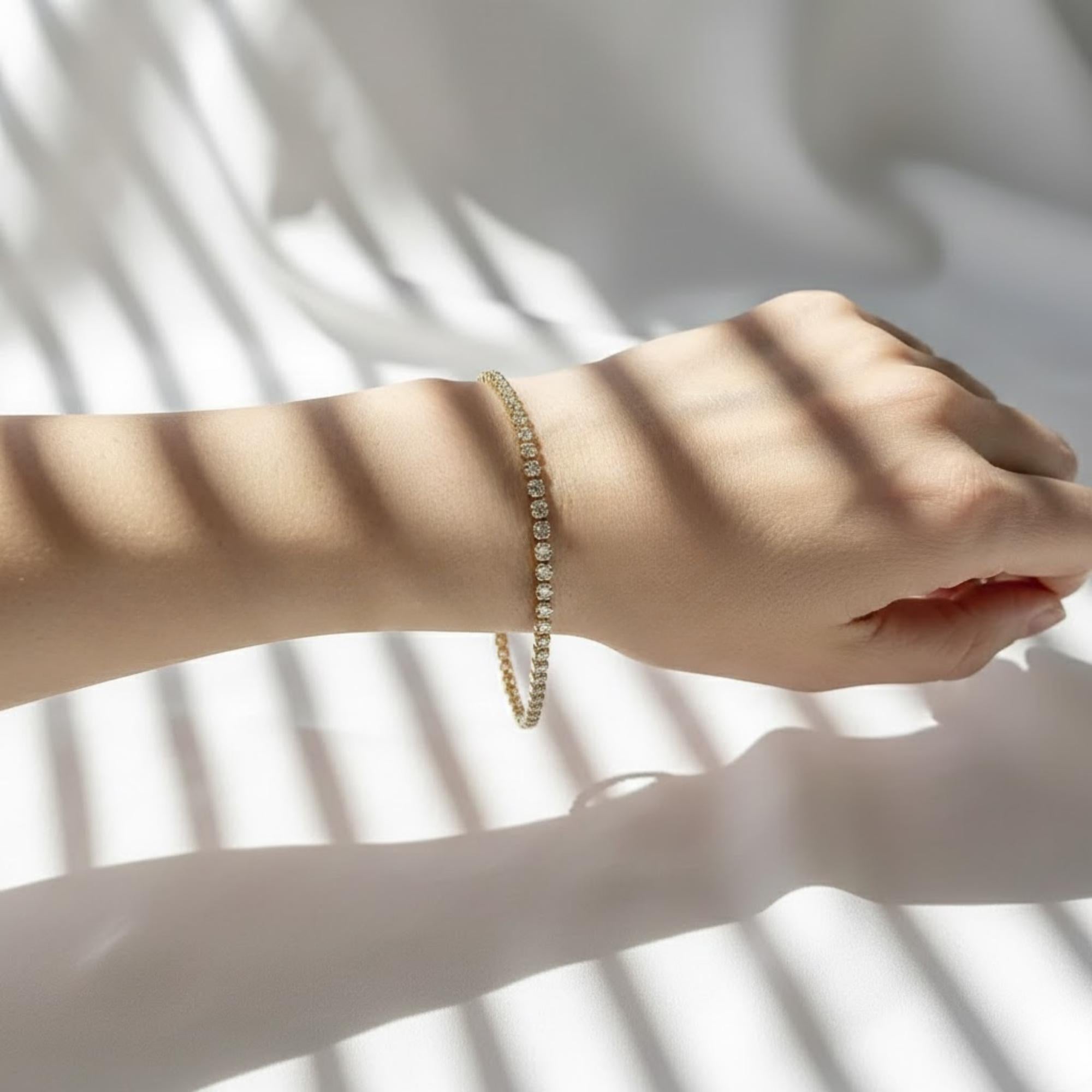 1.75 Ct Diamond Tennis Bracelet 14K Gold E F VS1 Luxury Investment Bracelet Double Safety Clasp