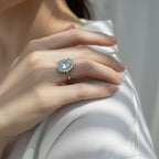 1.68 Ct Aquamarine Gemstone Diamond Halo Ring 14K White Gold E F VS1 Luxury Statement Ring