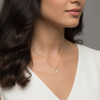 0.35 Ct Diamond Ribbon Necklace 14K Gold E F VS1 Luxury Rose Gold Pendant Adjustable 16-20 Inch