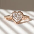 1 Ct Heart Lab Grown Diamond Ring IGI Certified Bezel Solitaire 14K Gold F VS2 Engagement Ring