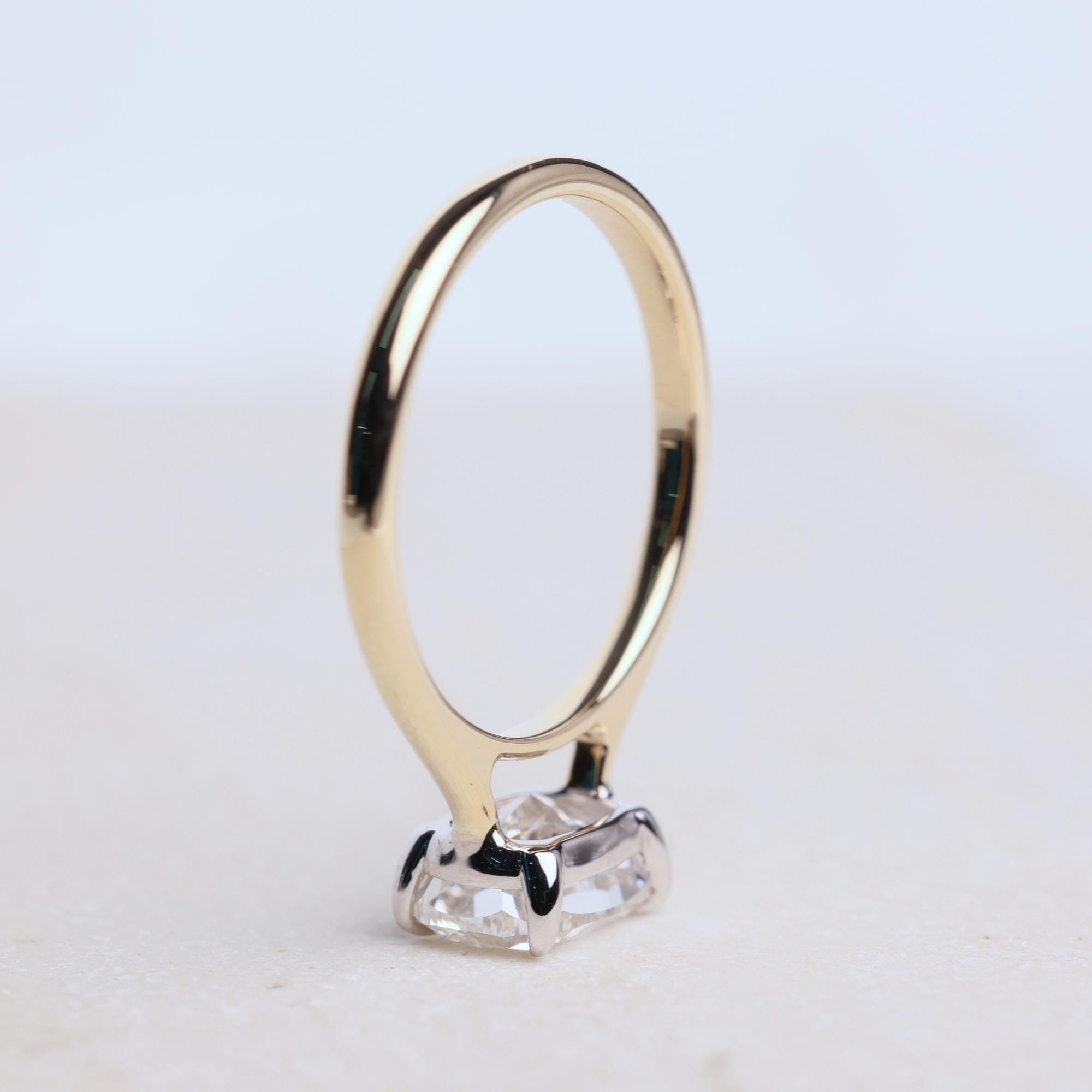 2 CT Elongated Cushion East West Lab Grown Diamond Ring