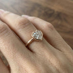 1 Ct Heart Lab Grown Diamond Ring IGI Certified Bezel Solitaire 14K Gold F VS2 Engagement Ring