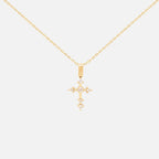 Diamond Cross Necklace Lab Diamond Dainty Cross Pendant Sterling Silver 10K Gold Faith Necklace