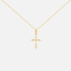 Diamond Cross Necklace Lab Diamond Dainty Cross Pendant Sterling Silver 10K Gold Faith Necklace