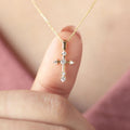 Diamond Cross Necklace Lab Diamond Dainty Cross Pendant Sterling Silver 10K Gold Faith Necklace