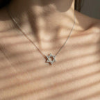 14K Gold Diamond Star of David Necklace, Lab Grown Diamond Pendant, Jewish Necklace Men Women, Minimalist Diamond Charm Gift