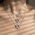 14K Gold Diamond Star of David Necklace, Lab Grown Diamond Pendant, Jewish Necklace Men Women, Minimalist Diamond Charm Gift