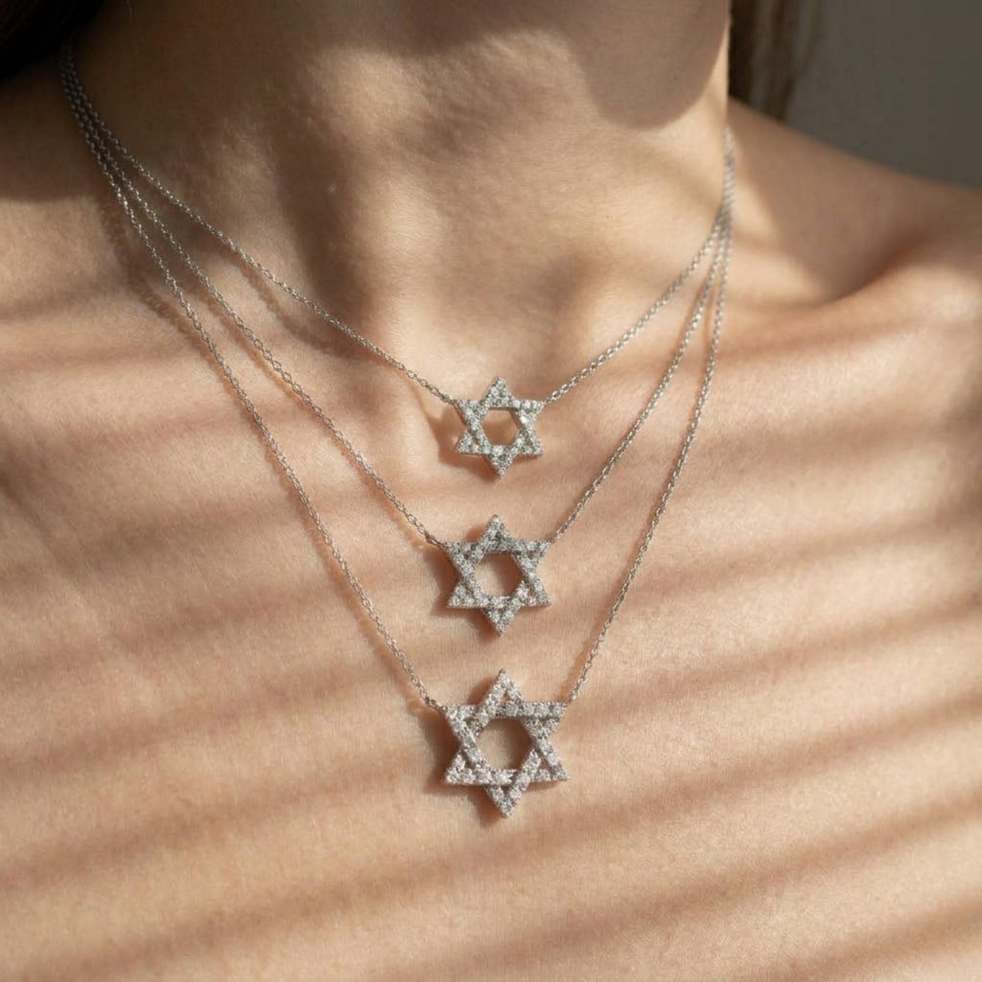 14K Gold Diamond Star of David Necklace, Lab Grown Diamond Pendant, Jewish Necklace Men Women, Minimalist Diamond Charm Gift