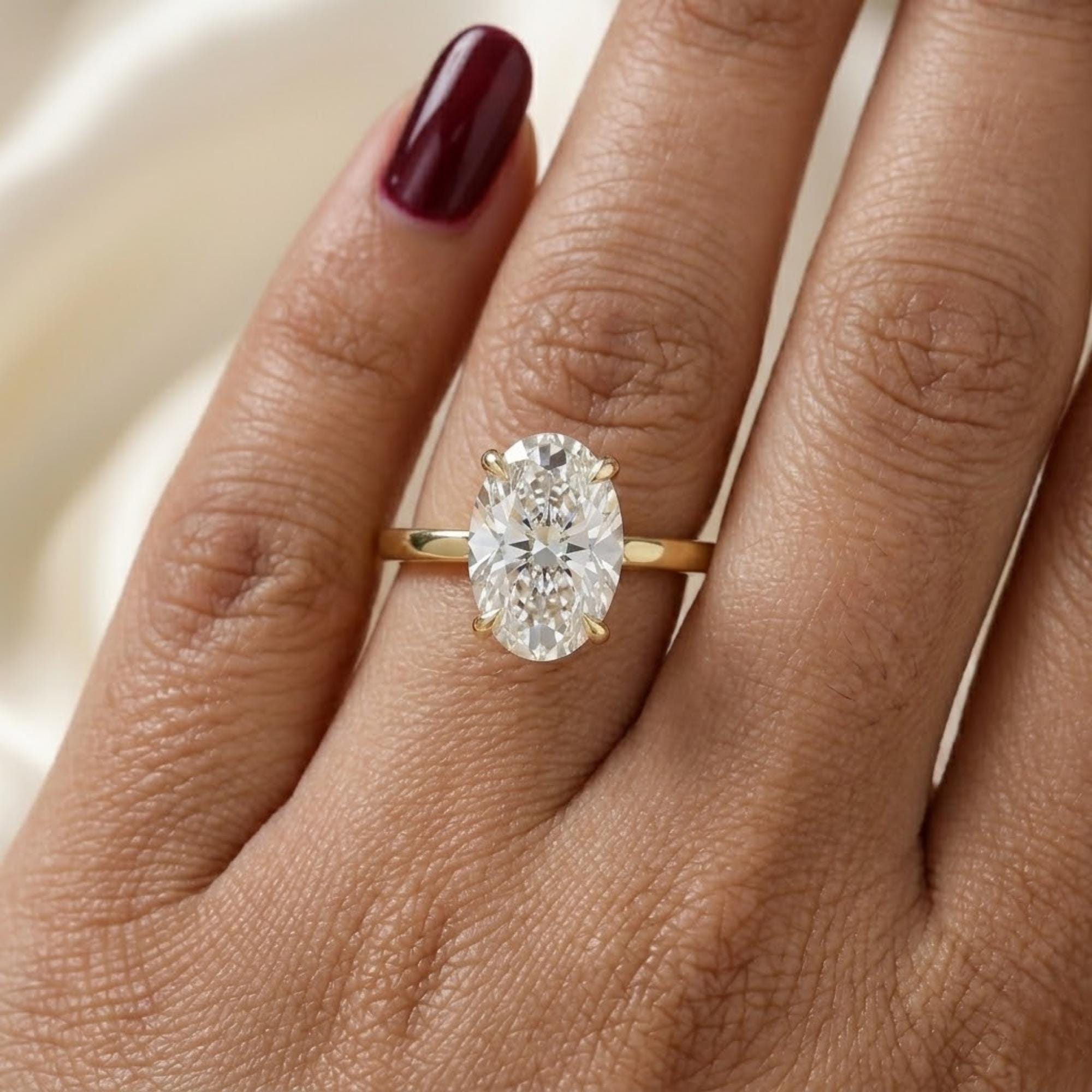 Oval Diamond Ring 3 4 5 Carat Hidden Halo IGI Certified Engagement Ring
