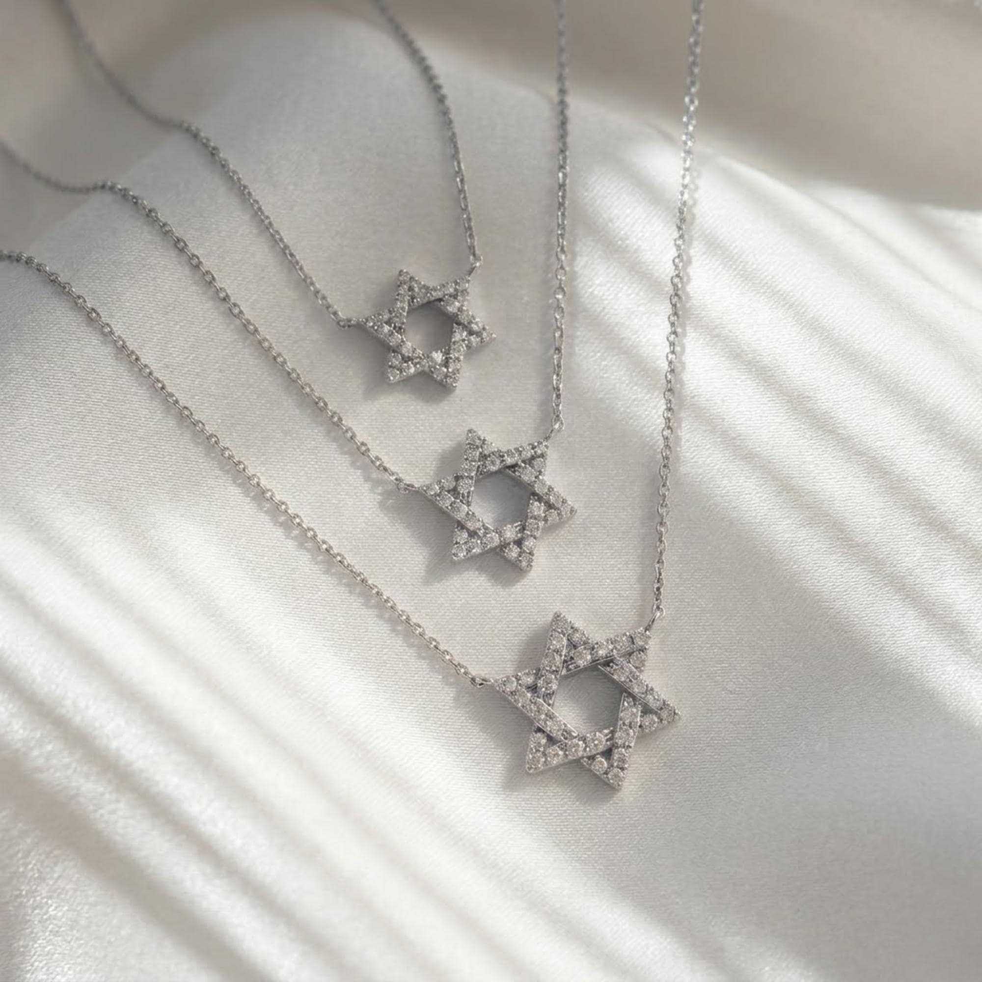 14K Gold Diamond Star of David Necklace, Lab Grown Diamond Pendant, Jewish Necklace Men Women, Minimalist Diamond Charm Gift